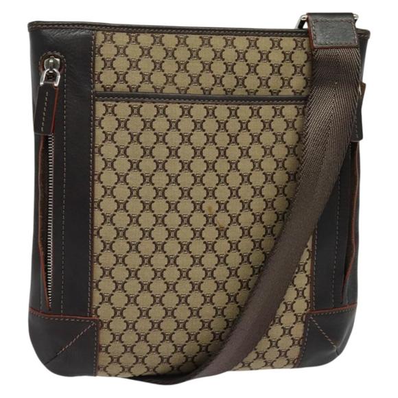 CELINE Macadam Canvas Shoulder Bag Brown Silver Auth 132433 - Picture 1 of 16